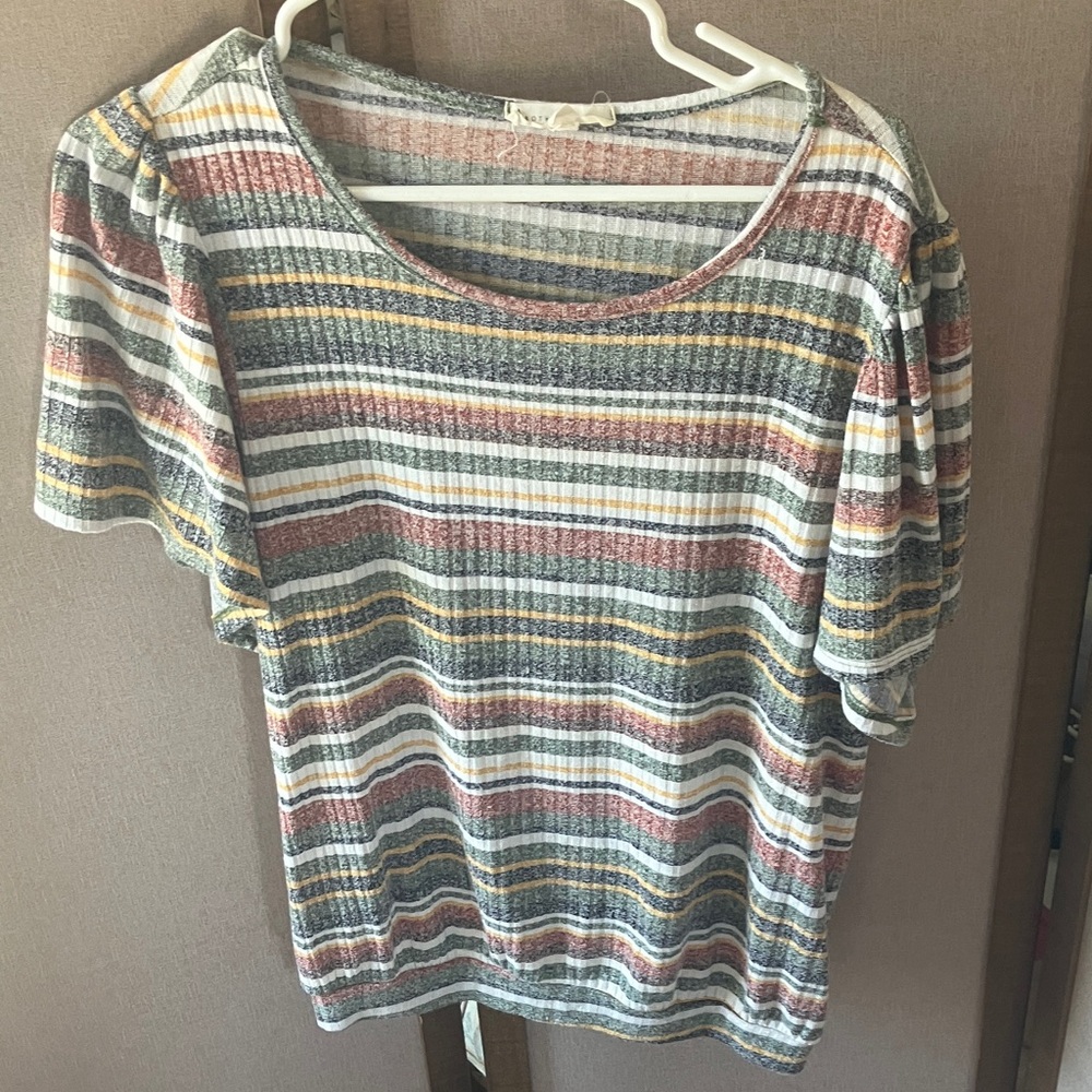 FINAL MARKDOWN Multicolor Striped Short Sleeve Top xl